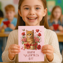 Kinderen klaslokaal Valentijnsdag Schattige Kitty 