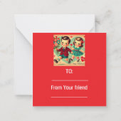 Kinderen Klaslokaal Vintage Valentijnsdag  Notitiekaartje (Achterkant)