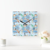 Kinderen, kleine jongen-vierkant wandklok (Huis)