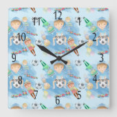 Kinderen, kleine jongen-vierkant wandklok (Voorkant)