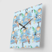 Kinderen, kleine jongen-vierkant wandklok (Hoek)