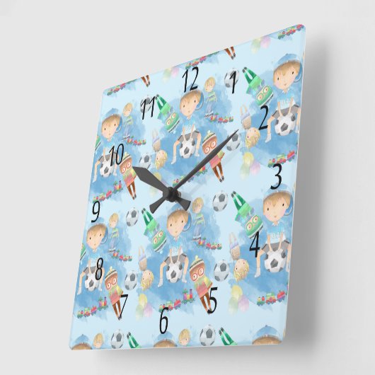 Kinderen, kleine jongen-vierkant wandklok (Hoek)