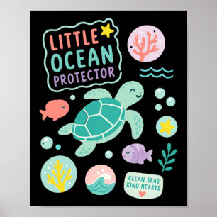 Kinderen kleine oceaan beschermer zeeschildpad kin poster