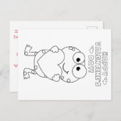 Kinderen Kleur uw eigen Valentijn (kikker) Briefkaart (Voorkant / Achterkant)