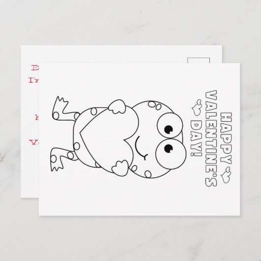 Kinderen Kleur uw eigen Valentijn (kikker) Briefkaart (Voorkant / Achterkant)