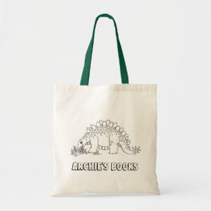 Kinderen kleuren het in dinosaur Stegosaurus douan Tote Bag