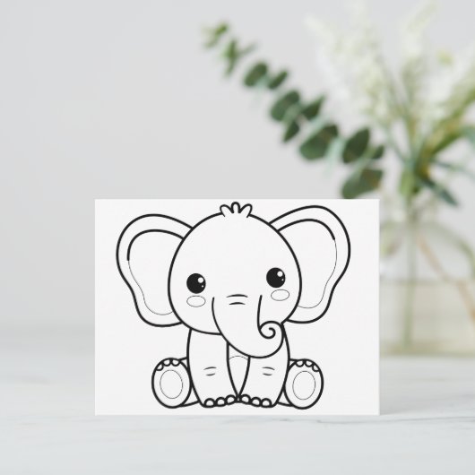 Kinderen kleuren uw eigen Valentijn (olifant) Briefkaart (Staand voorkant)