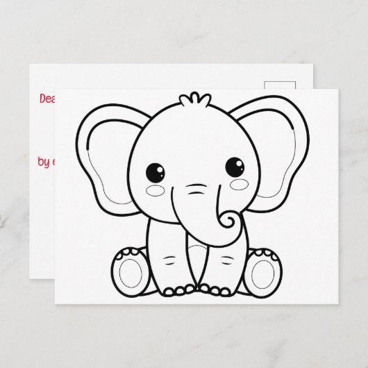 Kinderen kleuren uw eigen Valentijn (olifant) Briefkaart (Voorkant / Achterkant)