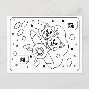 Kinderen kleuren uw eigen Valentijn (twee katten) Briefkaart