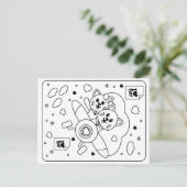 Kinderen kleuren uw eigen Valentijn (twee katten) Briefkaart (Staand voorkant)