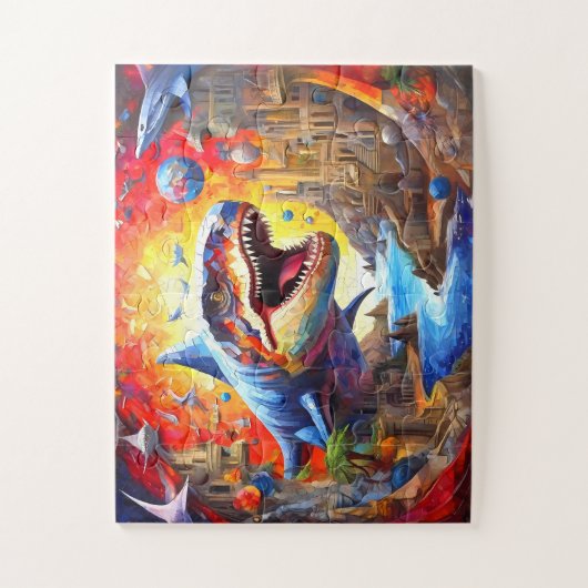 Kinderen Kleurrijke Dinosaurus Legpuzzel (Verticaal)