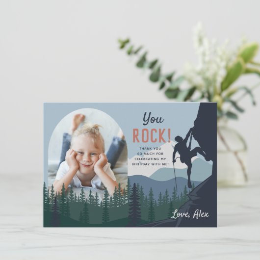 Kinderen Klimmen Verjaardagsfoto Bedankkaart (Staand voorkant)