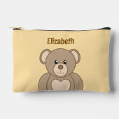 Kinderen knuffel beer geef een naam bruin perzik etui (Voorkant)