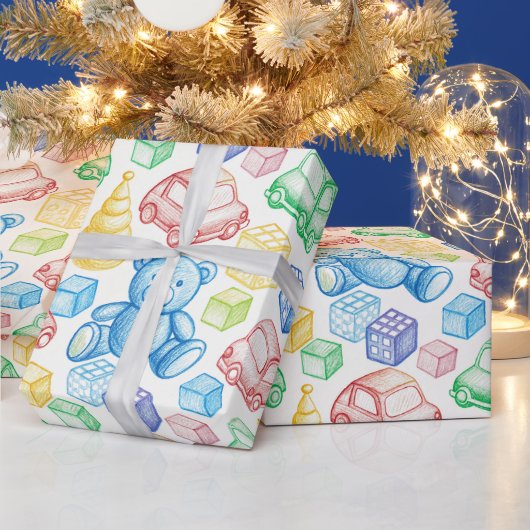 KINDEREN KNUFFELS EN SPEELGOED AUTO'S CADEAUPAPIER (Feestdagen)