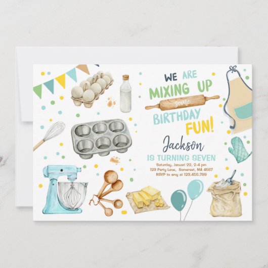Kinderen Koken Verjaardag Jongen Keuken Bakken Kok Kaart (Voorkant)