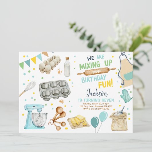 Kinderen Koken Verjaardag Jongen Keuken Bakken Kok Kaart (Staand voorkant)