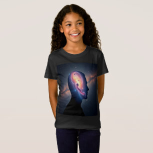 Kinderen Kosmische Melkweg Silhouet Ruimte Kunst T-shirt