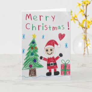 Kinderen Krijt Santa Kerstboom Kaart