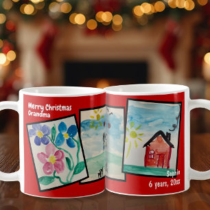 Kinderen Kunst Aangepaste teksttekeningen Kerst ro Koffiemok
