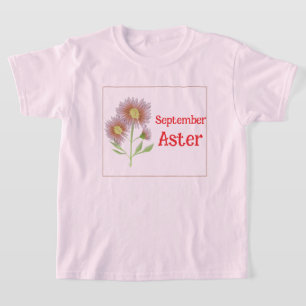 Kinderen Kunst Aster Bloem September Verjaardag  T-shirt