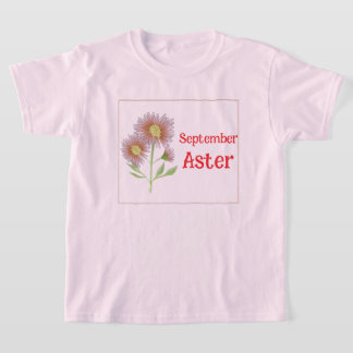 Kinderen Kunst Aster Bloem September Verjaardag T-shirt
