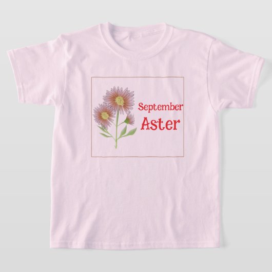 Kinderen Kunst Aster Bloem September Verjaardag T-shirt (Laagn)