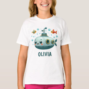 Kinderen lachen Cute Onderzeeër met Vissen en Bell T-shirt