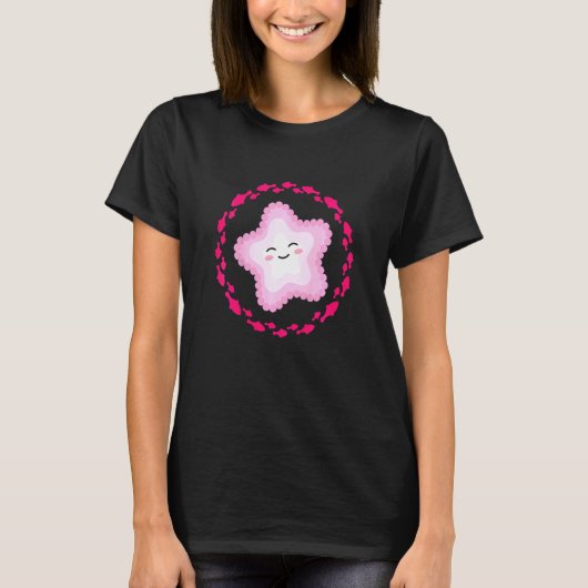 Kinderen lachende zeester in vis cirkel t-shirt (Voorkant)