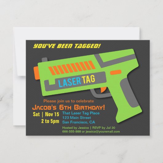 Kinderen Laser Tag Verjaardagsfeest Uitnodigingen (Voorkant)