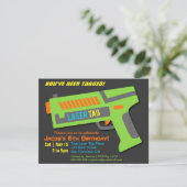 Kinderen Laser Tag Verjaardagsfeest Uitnodigingen (Staand voorkant)