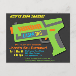 Kinderen Laser Tag Verjaardagsfeest Uitnodigingen