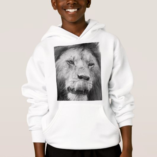 Kinderen Leeuw Gedrukt Pullover Hoodie (Voorkant)