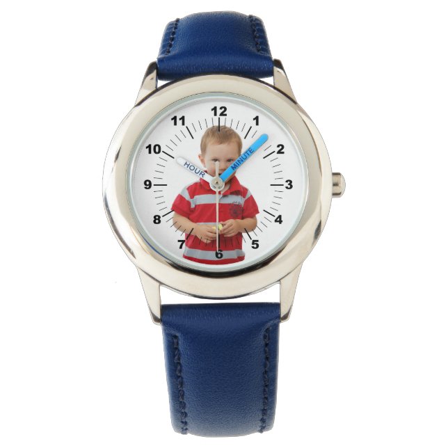 Kinderen leren riemhorloge - gepersonaliseerd - bl horloge (Voorkant)