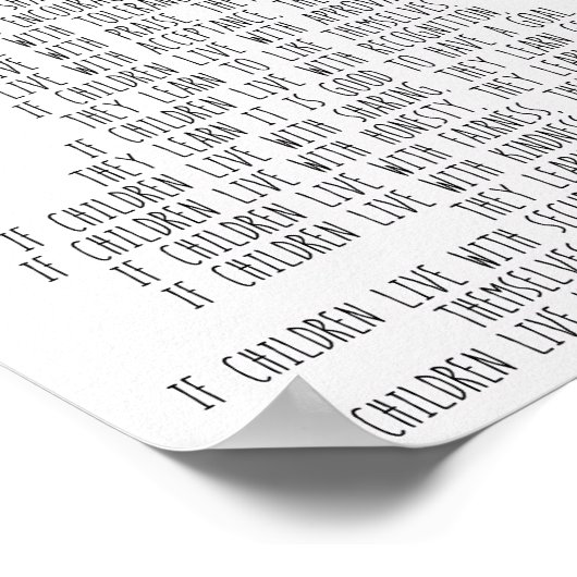 Kinderen leren wat ze leven #minimalisme poster (Hoek)