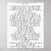 Kinderen leren wat ze leven #minimalisme poster (Voorkant)
