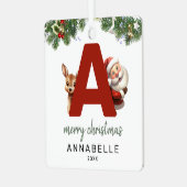 Kinderen Letter A Monogram Kerstboom Metalen Ornament (Voorkant links)