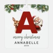 Kinderen Letter A Monogram Kerstboom Metalen Ornament (Voorkant)