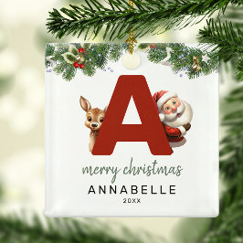 Kinderen Letter A Monogram Kerstboom Metalen Ornament