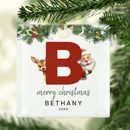 Kinderen Letter B Monogram Kerstboom Metalen Ornament