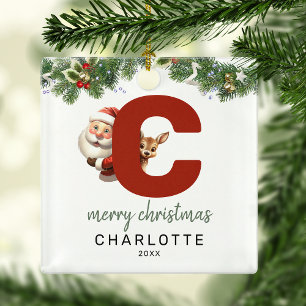 Kinderen Letter C Monogram Kerstboom Metalen Ornament