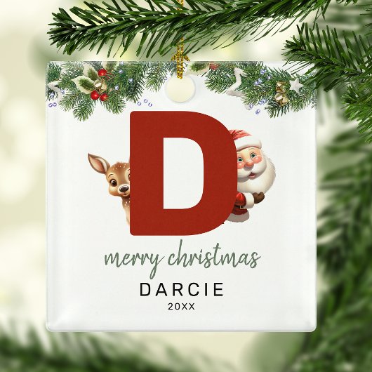 Kinderen Letter D Monogram Kerstboom Metalen Ornament