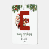 Kinderen Letter E Monogram Kerstboom Metalen Ornament (Voorkant links)