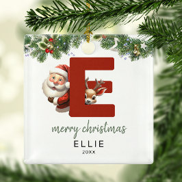 Kinderen Letter E Monogram Kerstboom Metalen Ornament
