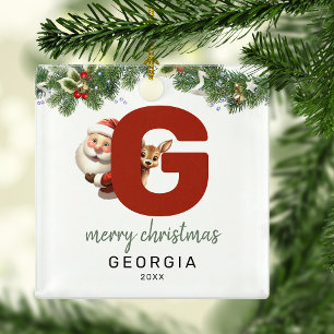 Kinderen Letter G Monogram Kerstboom Metalen Ornament