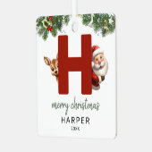 Kinderen Letter H Monogram Kerstboom Metalen Ornament (Voorkant links)