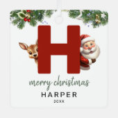 Kinderen Letter H Monogram Kerstboom Metalen Ornament (Voorkant)