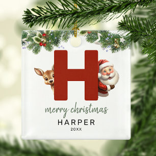 Kinderen Letter H Monogram Kerstboom Metalen Ornament