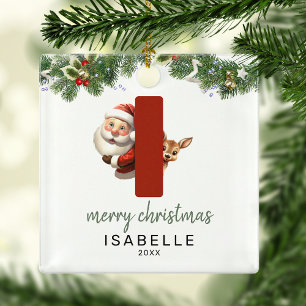 Kinderen Letter I Monogram Kerstboom Metalen Ornament