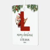 Kinderen Letter L Monogram Kerstboom  Metalen Ornament (Voorkant links)