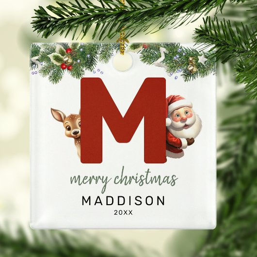 Kinderen Letter M Monogram Kerstboom Metalen Ornament